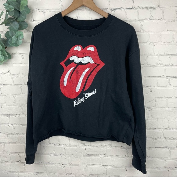 THE ROLLING STONES Black Crop Sweatshirt size XL - Picture 1 of 5